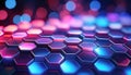 Close-up view of colorful hexagonal tiles reflecting lights