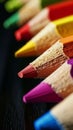 Close-up View of a Colorful Row of Pencils for Artistic Creations Royalty Free Stock Photo