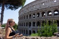 Close up view of Colosseum, Coliseum or Flavian Amphitheatre