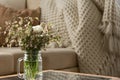 Close up view of comfortable part of modern living room. Interior design Royalty Free Stock Photo