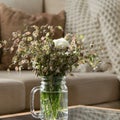 Close up view of comfortable part of modern living room. Interior design Royalty Free Stock Photo