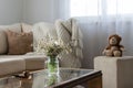 Close up view of comfortable part of modern living room. Interior design Royalty Free Stock Photo