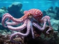 Ai Generated illustration Wildlife Concept of Close-up view of a Common Octopus