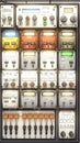 Close-up view of a complex electrical panel with multiple controls and switches