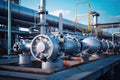 Oil refinery valves and piping Royalty Free Stock Photo