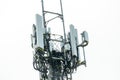 Close up view of the communications bundle in a Telco Tower Royalty Free Stock Photo