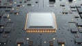Close-up view of a computer chip showcasing advanced ai powered automation technology and design Royalty Free Stock Photo