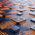 Advanced Computer Chip Technology Circuit Board Digital Data Processing Royalty Free Stock Photo