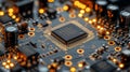 Close up view of computer components detailed look at a technology chip and its features Royalty Free Stock Photo