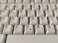 A close-up view of the computer peripheral or hardware, detail from the keyboard, letters and numbers on the buttons, qwertz Royalty Free Stock Photo