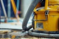 Close-up view of construction vacuum cleaner for professional construction cleaning service Royalty Free Stock Photo