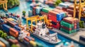 Close-up View of Container Yard with Stacked Cargo Royalty Free Stock Photo