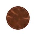 Close-up view of a copper-colored leather-bound circular object with stitching details Royalty Free Stock Photo