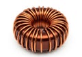 Close-up view of a copper wire wound inductor or coil component Royalty Free Stock Photo