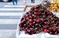 Fresh cherries for sale on street. Royalty Free Stock Photo