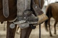 Detail of cowboy boot with spur Royalty Free Stock Photo