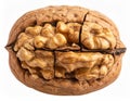 Close Up View of Cracked Walnut Isolated on White Background Filling Frame Royalty Free Stock Photo