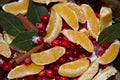 Close up view of cranberry sauce with oranges, cinnamon and bay Royalty Free Stock Photo