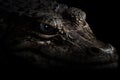 Close up view crocodile. Wild animal isolated on a black background. Neural network AI generated