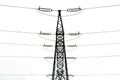 Close-up view on an electric pylon isolated on white background Royalty Free Stock Photo