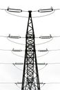 Close-up view on an electric pylon isolated on white background Royalty Free Stock Photo