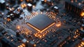 Close-Up View of 3D AI Chip on Circuit Board