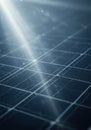 Close Up View Of Dark Blue Solar Panel With Bright Light Beam Royalty Free Stock Photo