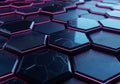 Dark Hexagonal Grid with Neon Pink and Blue Glow geometric Royalty Free Stock Photo