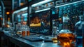 Close-Up View of Data Displayed on a Computer Monitor in a Modern Laboratory Royalty Free Stock Photo