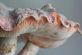 Close-Up View of Delicate Mushroom Cap, Unveiling Intricate Gill Structure and Peach-Colored Hues, Displaying Natur