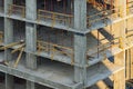 Close-up view of the detail of the new residential building. Concrete floors. Typical process of construction a modern house Royalty Free Stock Photo