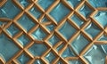 close-up view diamond-patterned surface, featuring blend blue and gold hues, with textured and shiny Royalty Free Stock Photo