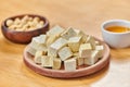 close up view of diced tofu Royalty Free Stock Photo