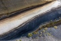 Close-up view of different layers of volcanic ashes at La Tarta, Teide National Park, Tenerife, Spain