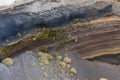 Close-up view of different layers of volcanic ashes at La Tarta, Teide National Park, Tenerife, Spain Royalty Free Stock Photo