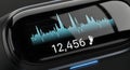 A close-up view of a digital audio waveform with a step counter Royalty Free Stock Photo