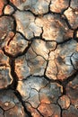 Close Up of Cracked Desert Soil. Generative AI