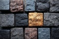 This close-up view displays a stone pavement composed of dark gray and brown stones in a rectangular pattern Royalty Free Stock Photo