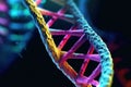 Close up view of a dna double helix, concept of disorder or genetic mutation. Generative AI Royalty Free Stock Photo