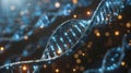 Digital DNA Helix Structure with Binary Code Data Flowing Through Strands in Modern Technology Royalty Free Stock Photo