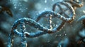 DNA Strand with Binary Code Overlay: Genetic Data and Digital Technology Royalty Free Stock Photo