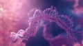 Close up view of DNA strand spiral molecule helix. Abstract microscopic scientific background design. DNA strand spiral molecule
