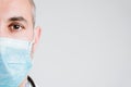 Close up view of doctor man wearing protective mask, gloves and stethoscope. Corona virus Covid-19 concept Royalty Free Stock Photo