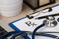 Close-up view of doctor working table Royalty Free Stock Photo