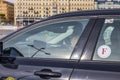 Close up view of driver in cabin taxi Stockholm vehicle. Sweden. Stockholm.