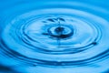 Close up view of drops making circles on water surface isolated on background Royalty Free Stock Photo