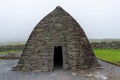 Close-up view of the early-Chrisitian stone church Gallarus Oratory in County Kerry of Western Ireland