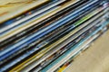 Close-up view of the edge of some magazines kept at home Royalty Free Stock Photo