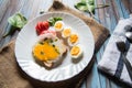 Close up view of egg condiments on bread Royalty Free Stock Photo