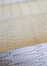 Close up view of an electrocardiogram paper, graphic